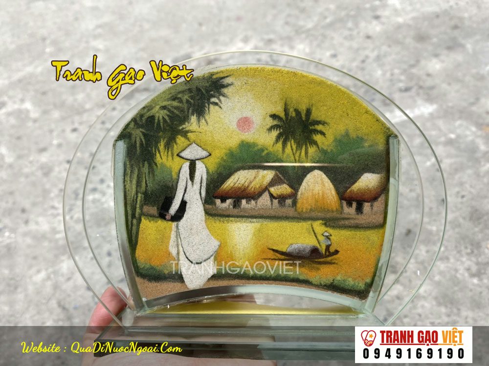 tranh cát cô gái áo dài VN