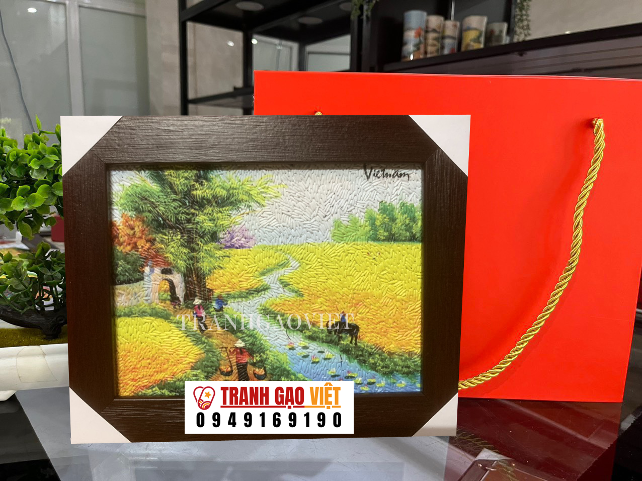 tranh gạo cánh đồng lúa