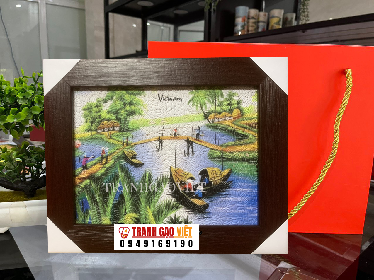 tranh để bàn phong cảnh sông nước