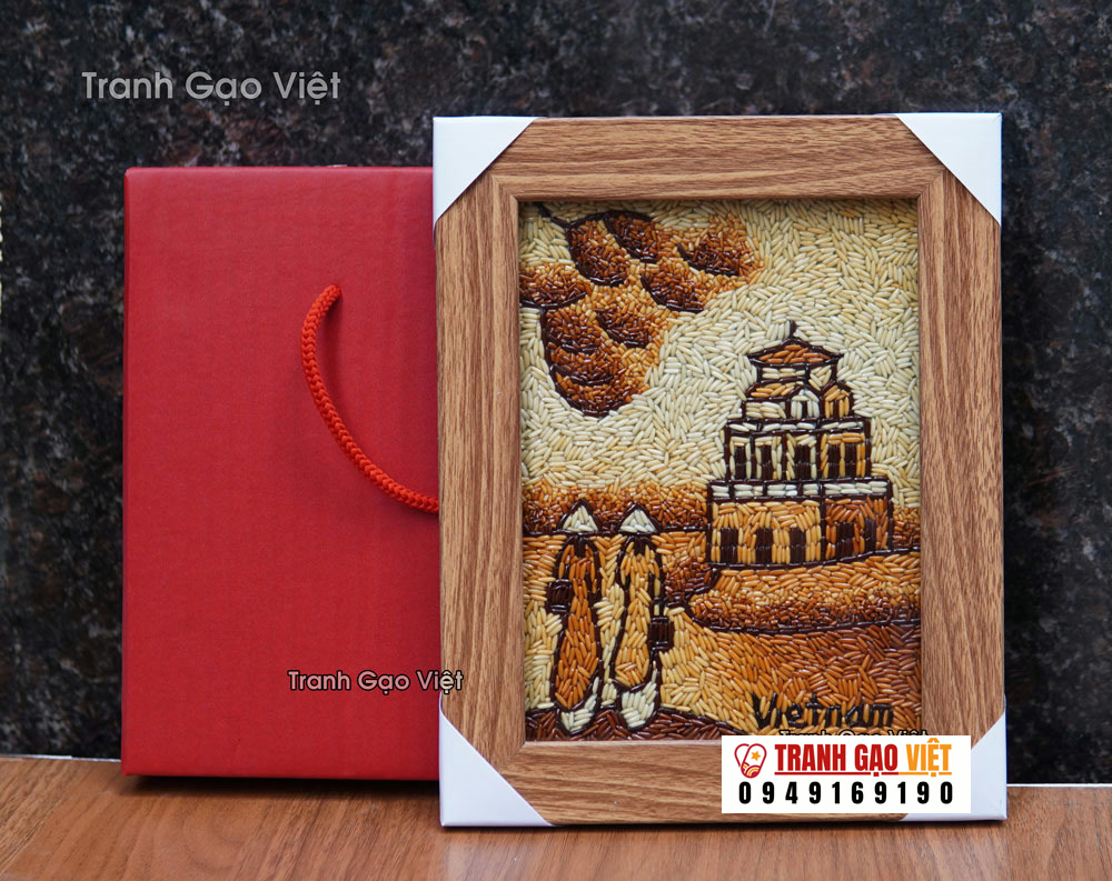 Tranh gạo tháp rùa để bàn