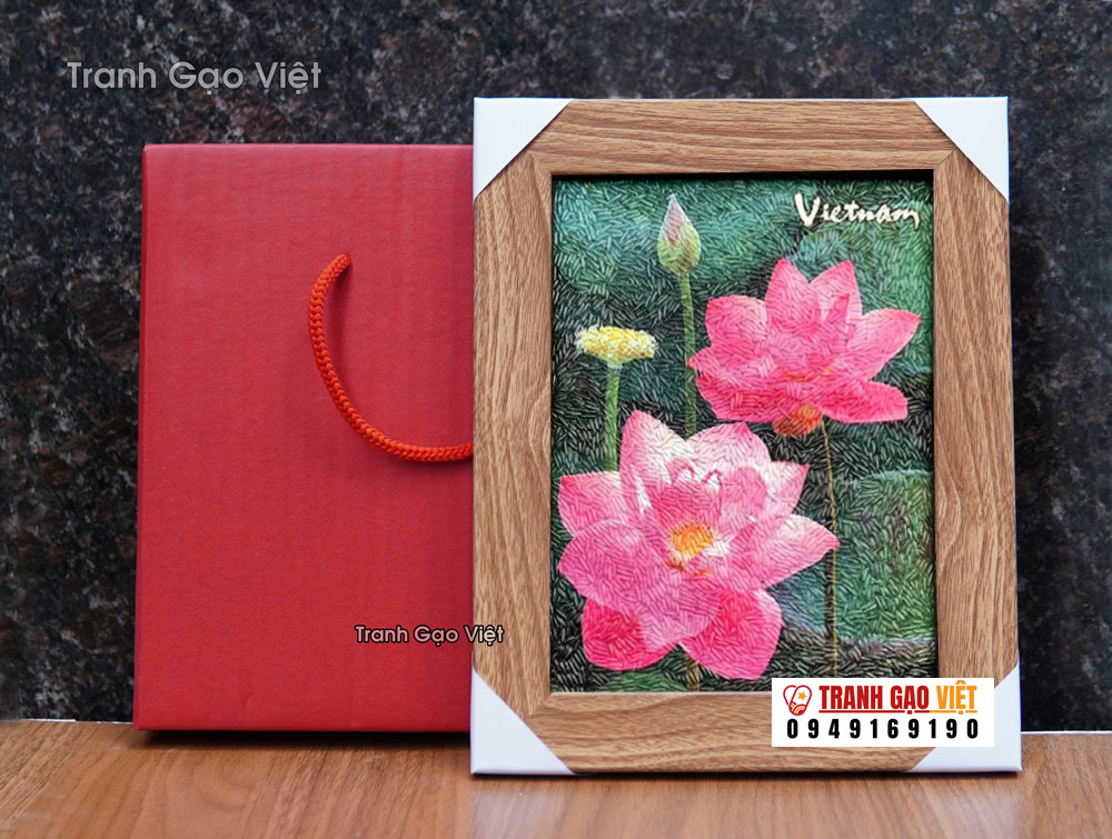 tranh gạo hoa sen