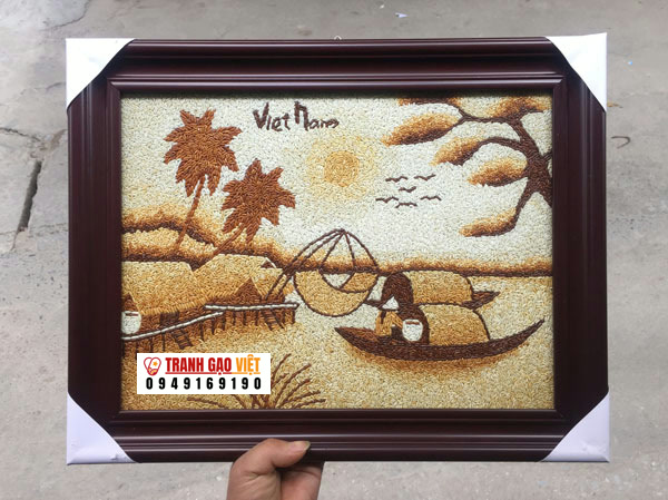 Tranh gạo cất vó chiều - Phong cảnh làng quê