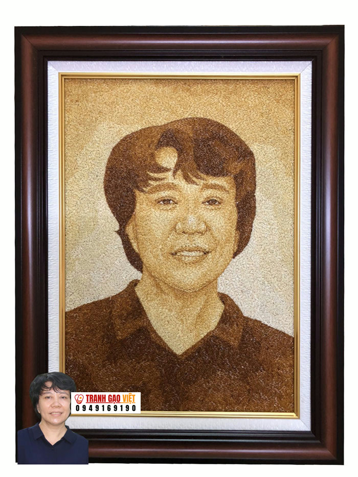 Tranh gạo chân dung quà tặng mang đi nước ngoài, quà lưu niệm Việt Nam, quà tặng cho đối tác, bạn bè, cấp trên hoặc làm tranh treo trang trí...