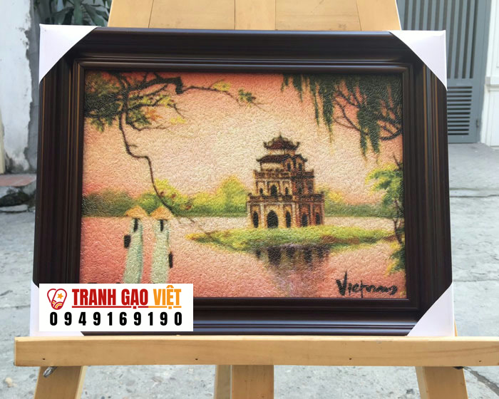 Tranh gạo Tháp Rùa Hà Nội