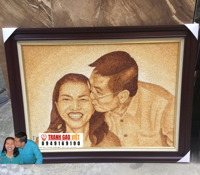 tranh gạo chan dung quà tặng người nước ngoài