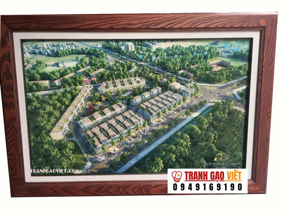 Tranh khu đô thị Hưng Lộc Home mẫu khách đặt khung gỗ hưng cao cấp