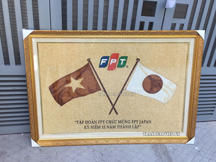 Tranh gạo logo khách đặt làm quà tặng doanh nghiệp, quà tặng đối tác