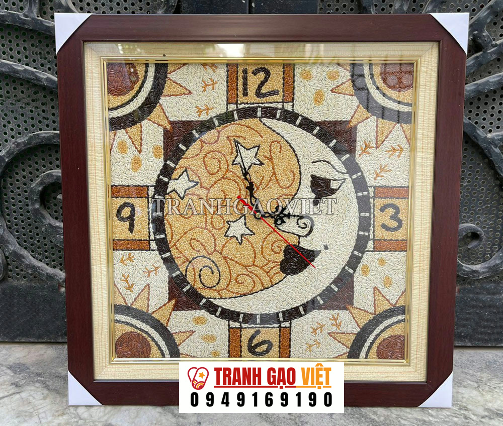  Tranh gạo lắp đồng hồ theo yêu cầu.