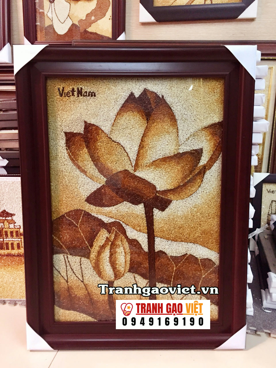 tranh gạo hoa sen