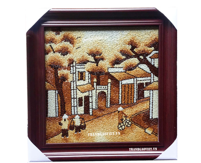 Tranh gạo Phố Cổ Hà Nội là một trong những mẫu tranh về địa danh Việt Nam đặc trưng kích thước nhỏ gọn thích hợp làm quà tặng