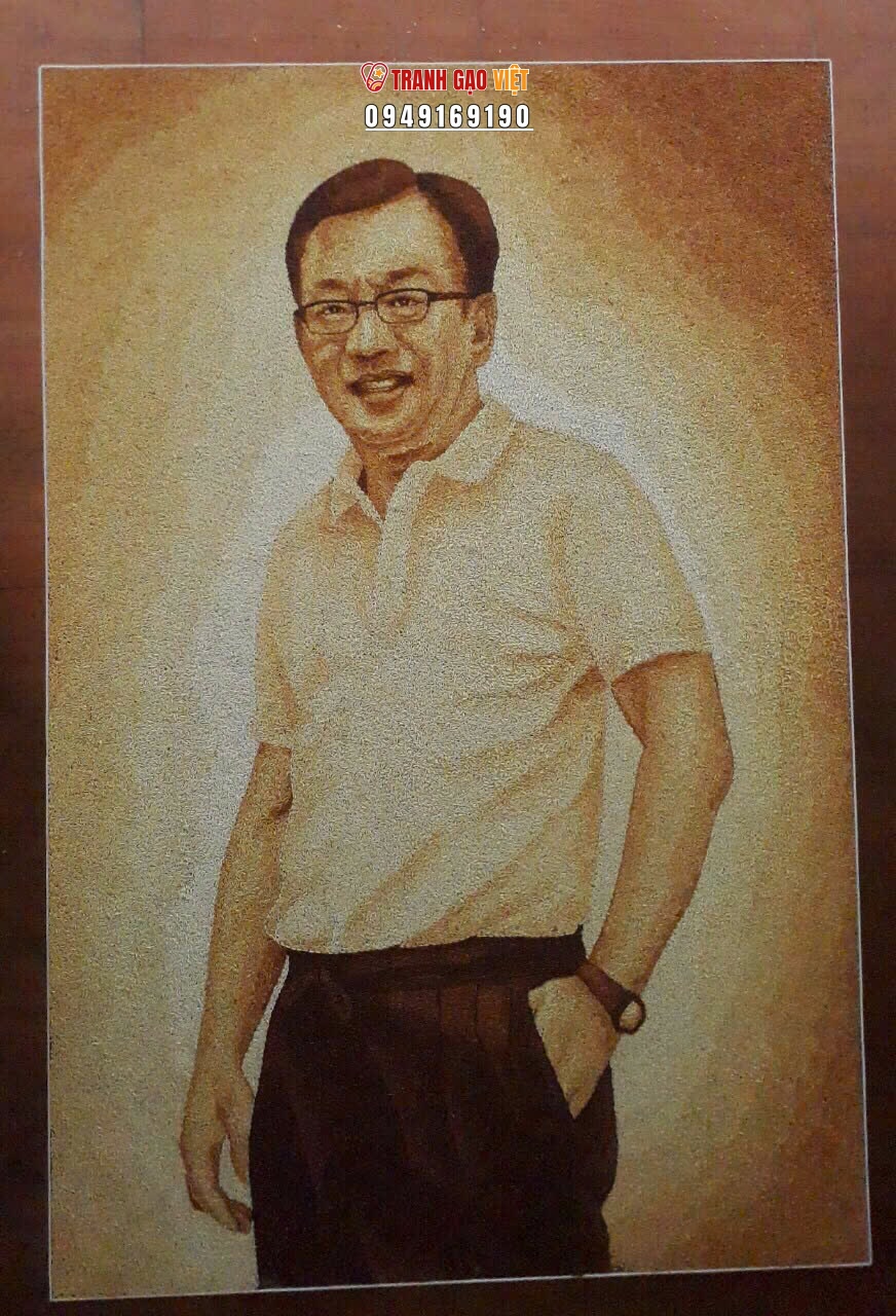 Tranh Gạo Ch&acirc;n Dung Người Đ&agrave;n &Ocirc;ng Việt Nam