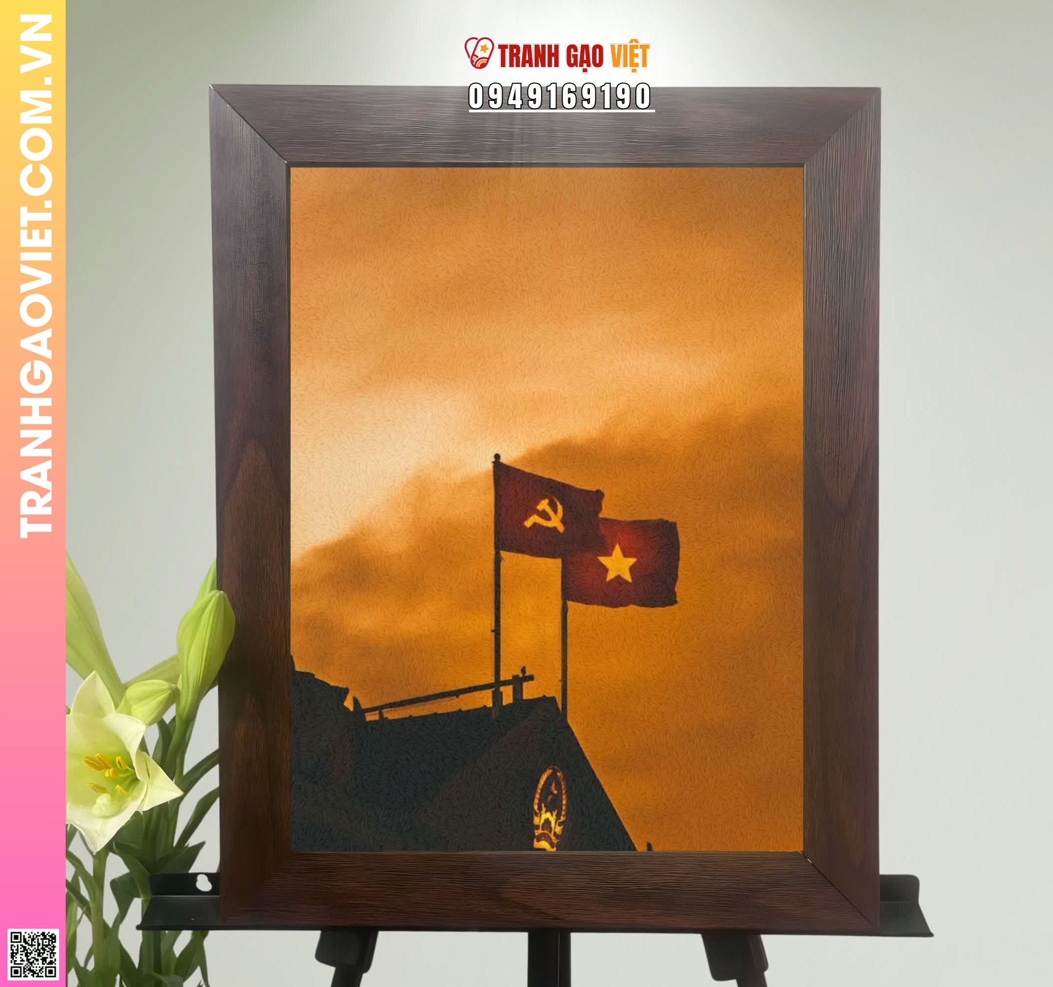 Tranh Gạo Màu Cờ Viêt Nam Độc Lập