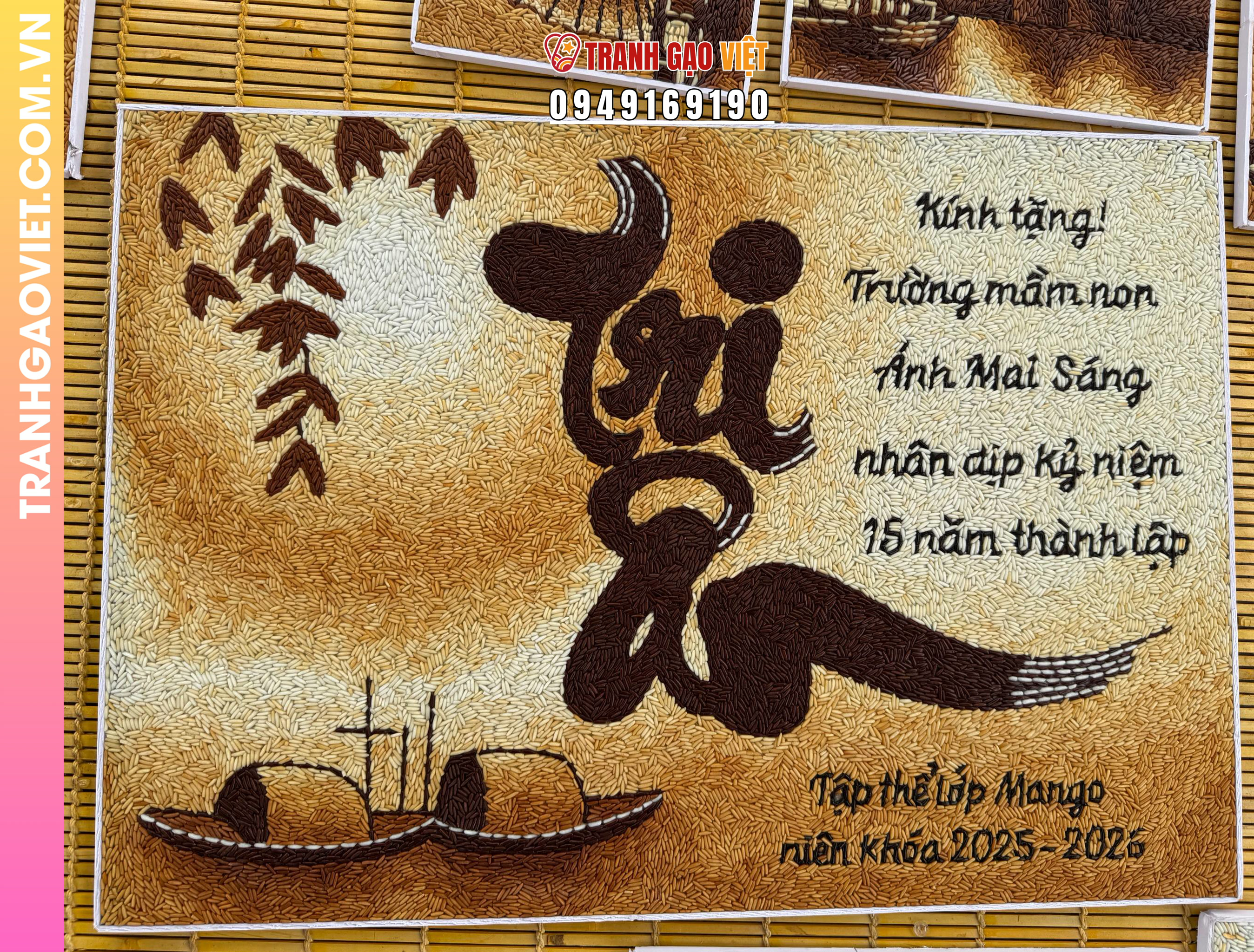 Tranh gạo nghệ thuật chữ tri &acirc;n