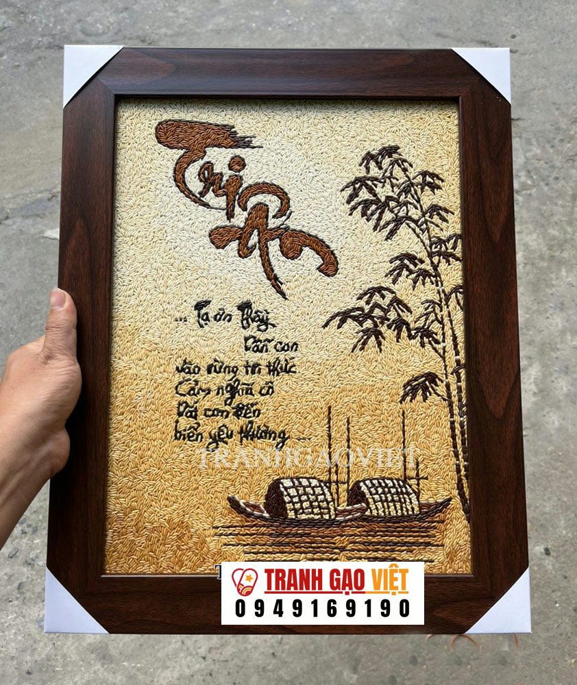 Tranh gạo tri ân ý nghĩa làm quà tặng