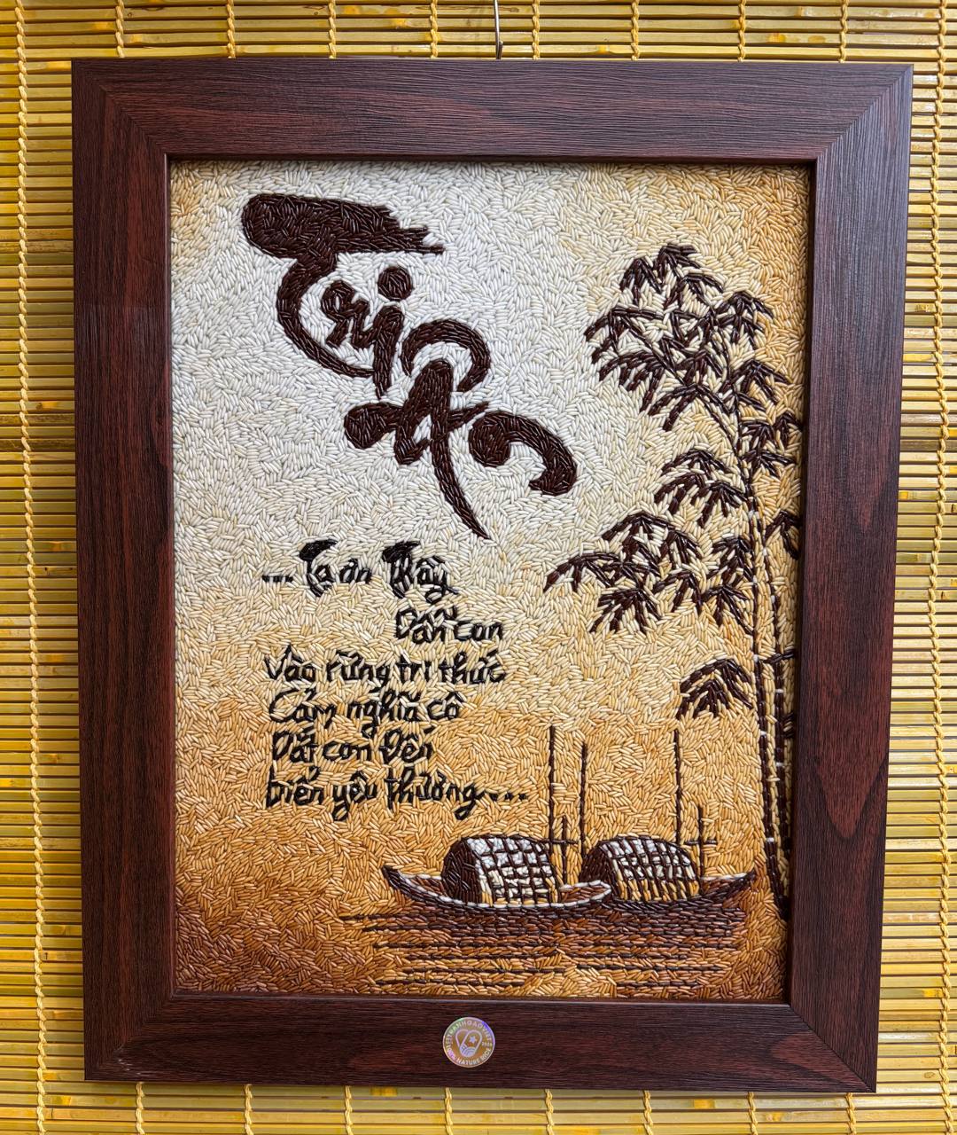 Tranh gạo thư pháp tri ân thầy cô
