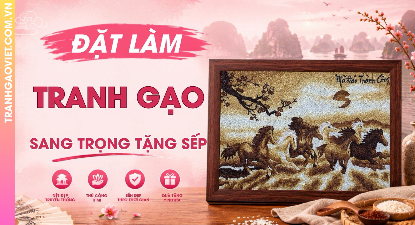 Đặt Làm Tranh Gạo Hiện Đại Sang Trọng Tặng Sếp
