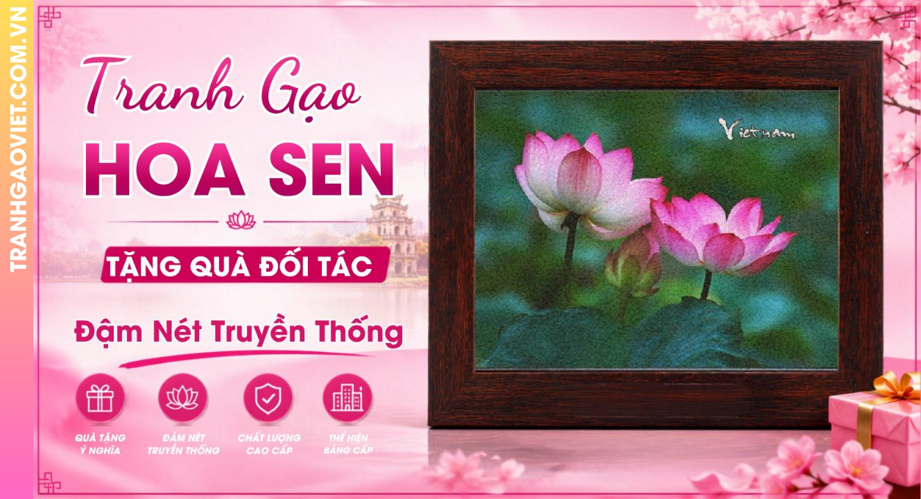 Gợi Ý Tranh Gạo Hoa Sen Tặng Quà Đối Tác Đậm Nét Truyền Thống
