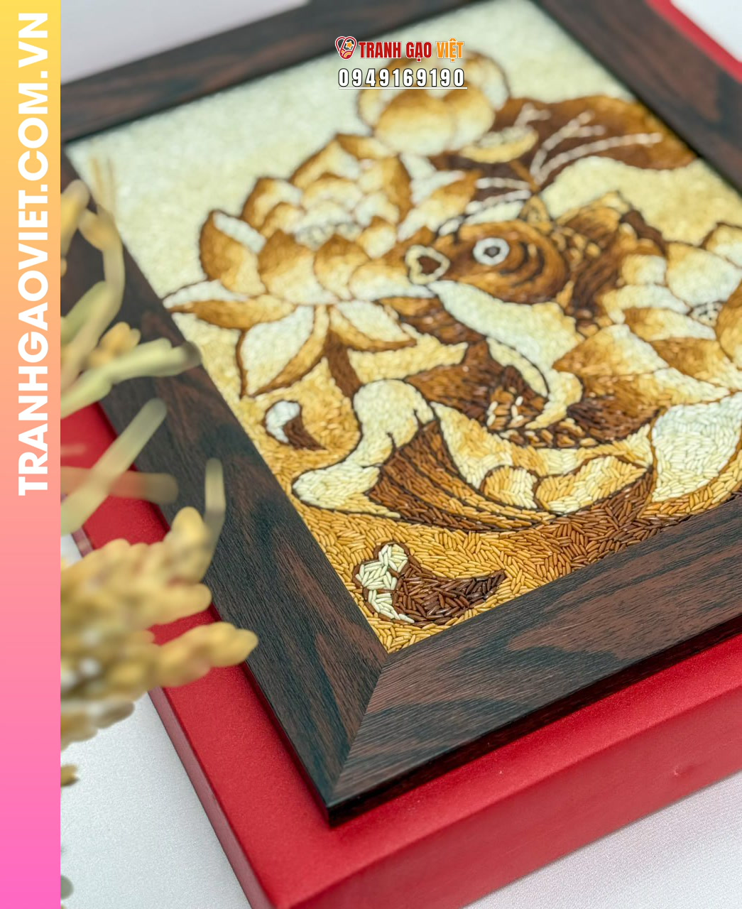 Liên hệ đặt Tranh Gạo Cá Chép Hoa Sen