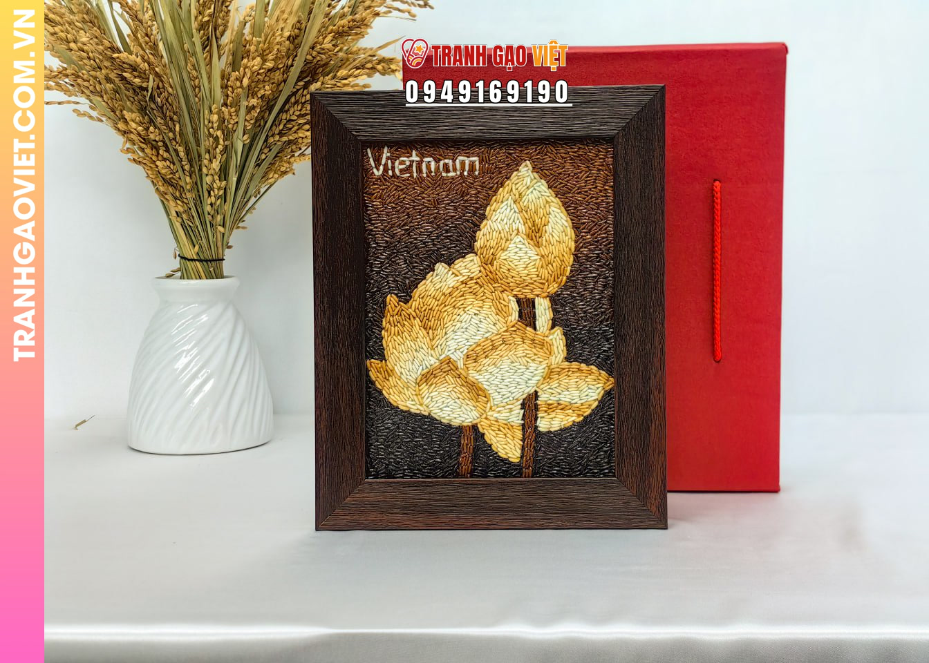 Liên hệ đặt Tranh Gạo Hoa Sen Việt