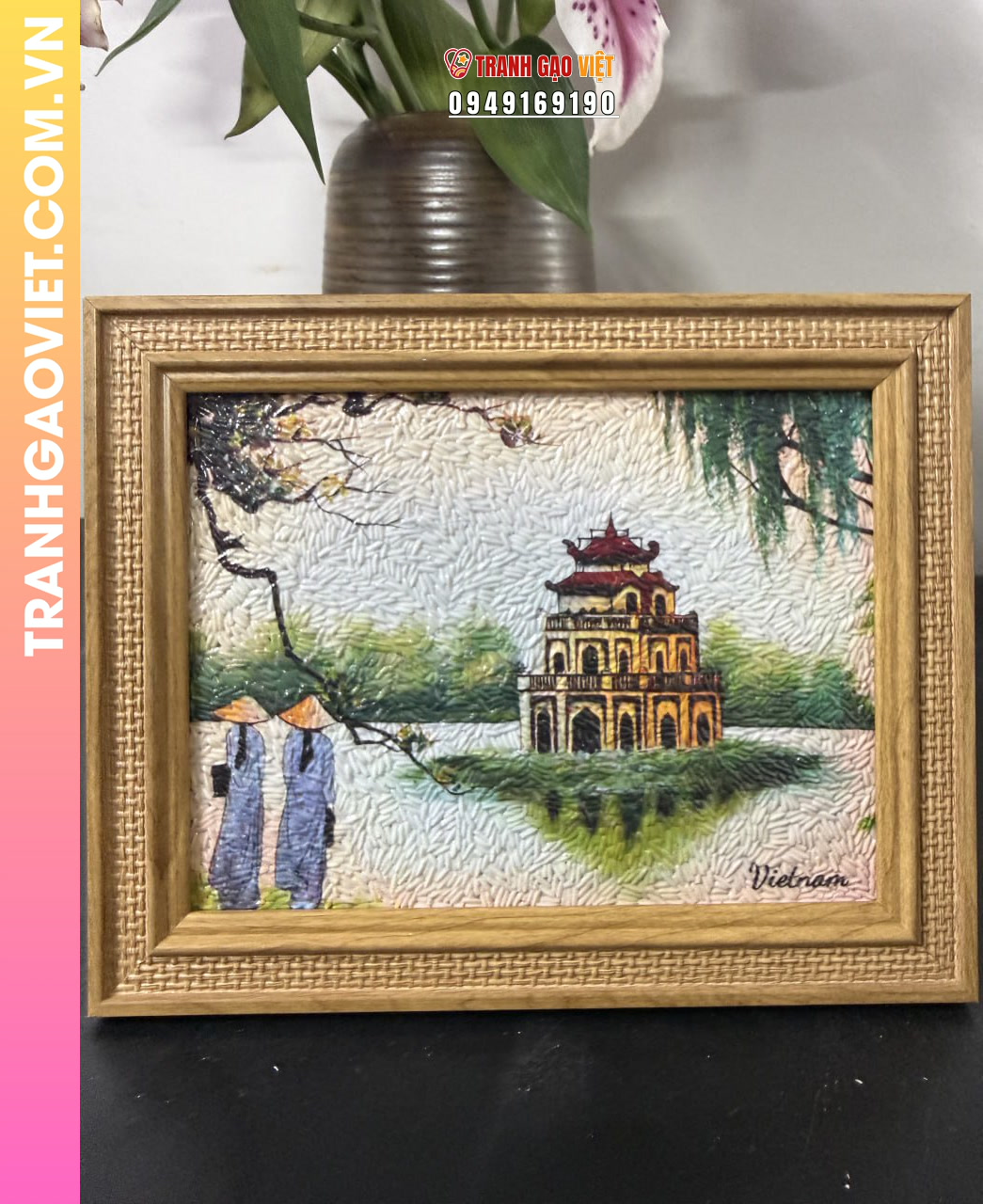 Liên hệ đặt Tranh Gạo Tháp Rùa Ban Mai
