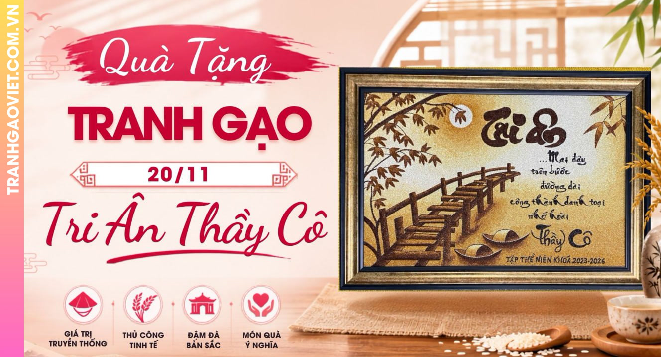 Quà Tặng Tranh Gạo 20-11 Lời Tri Ân Thầy Cô