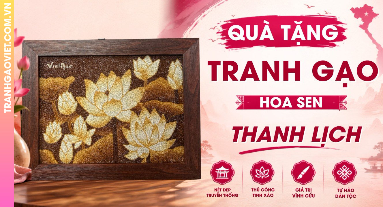 Quà Tặng Tranh Gạo Hoa Sen Thanh Lịch Đầy Ý Nghĩa
