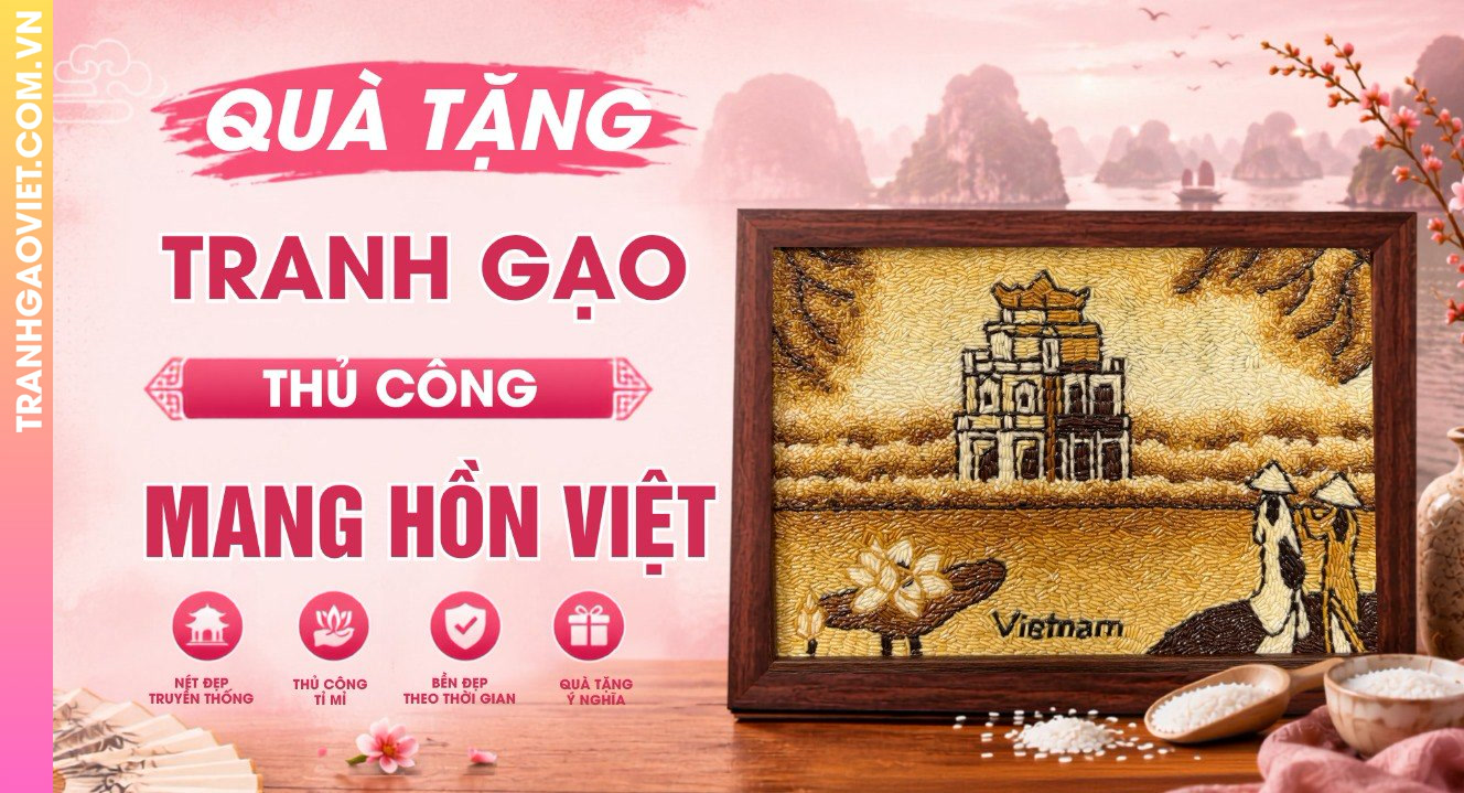 Quà Tặng Tranh Gạo Thủ Công Mang Hồn Việt