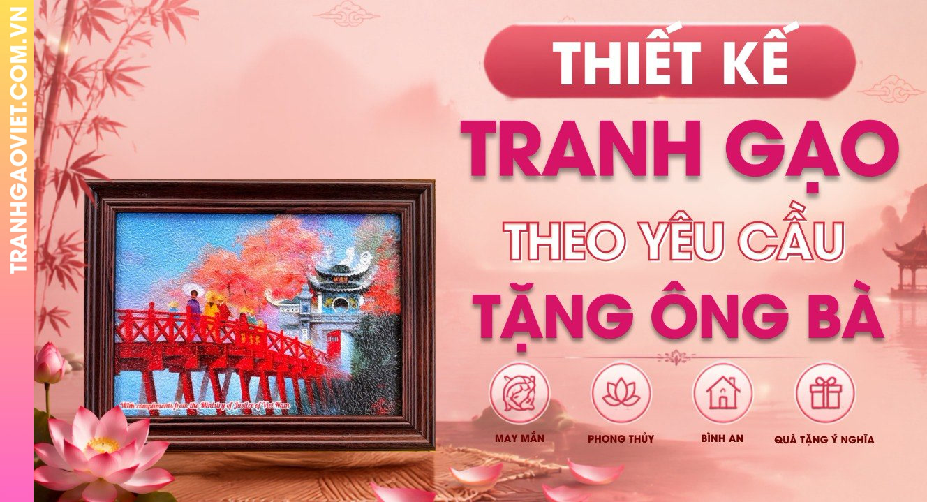 Thiết Kế Tranh Gạo Theo Yêu Cầu Tặng Ông Bà
