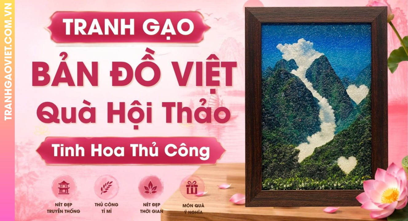 Tranh Gạo Bản Đồ Việt Nam làm Quà Hội Thảo Thể Hiện Tinh Hoa Thủ Công Việt