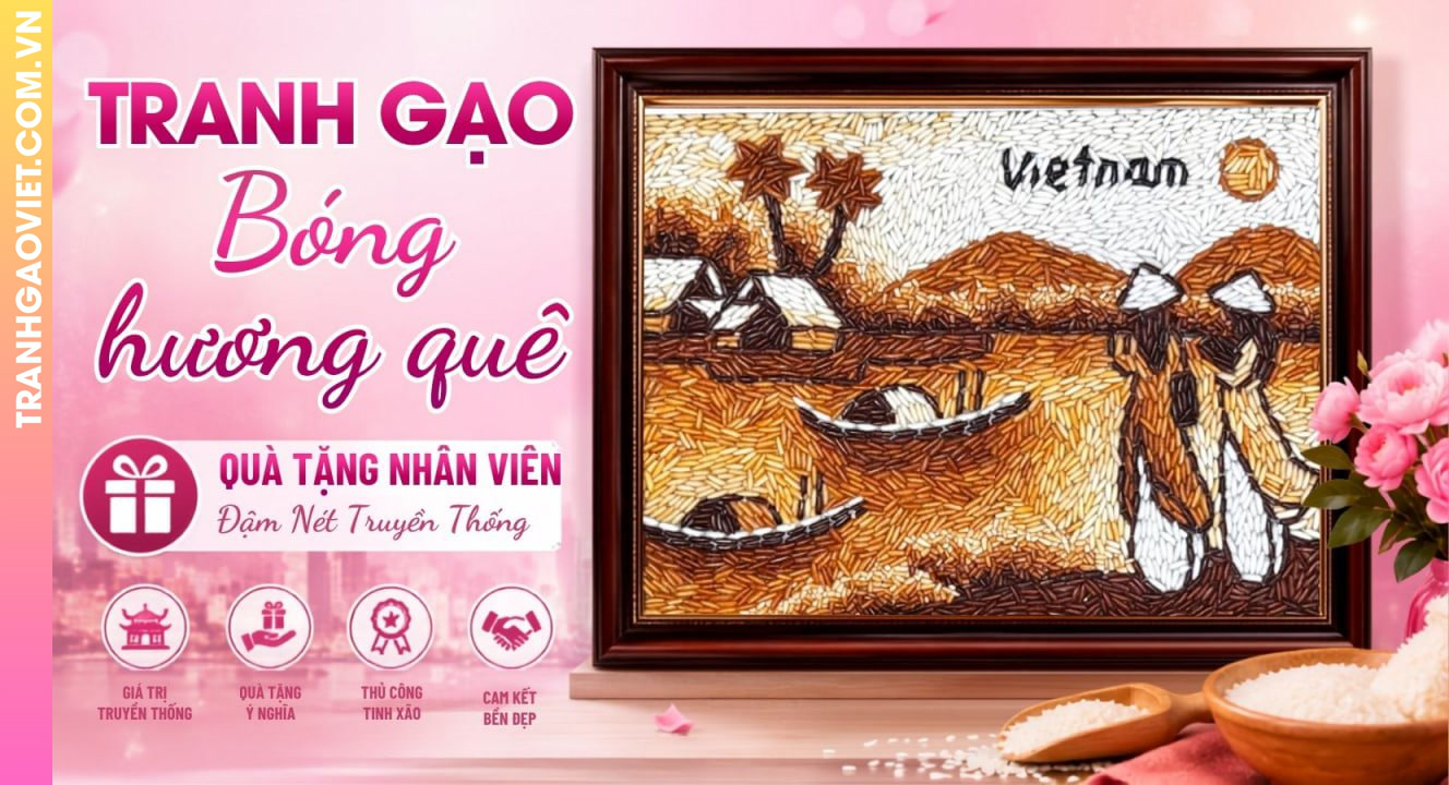 Tranh Gạo Bóng Hương Quê Đậm Nét Truyền Thống Làm Quà Tặng Nhân Viên