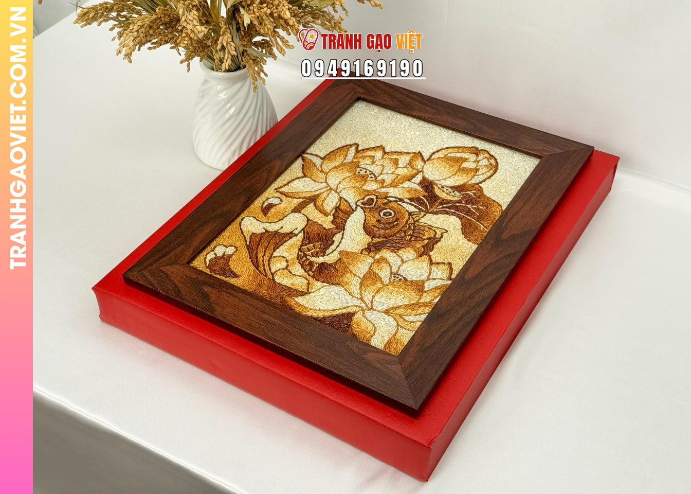 Tranh Gạo Cá Chép Hoa Sen là gì