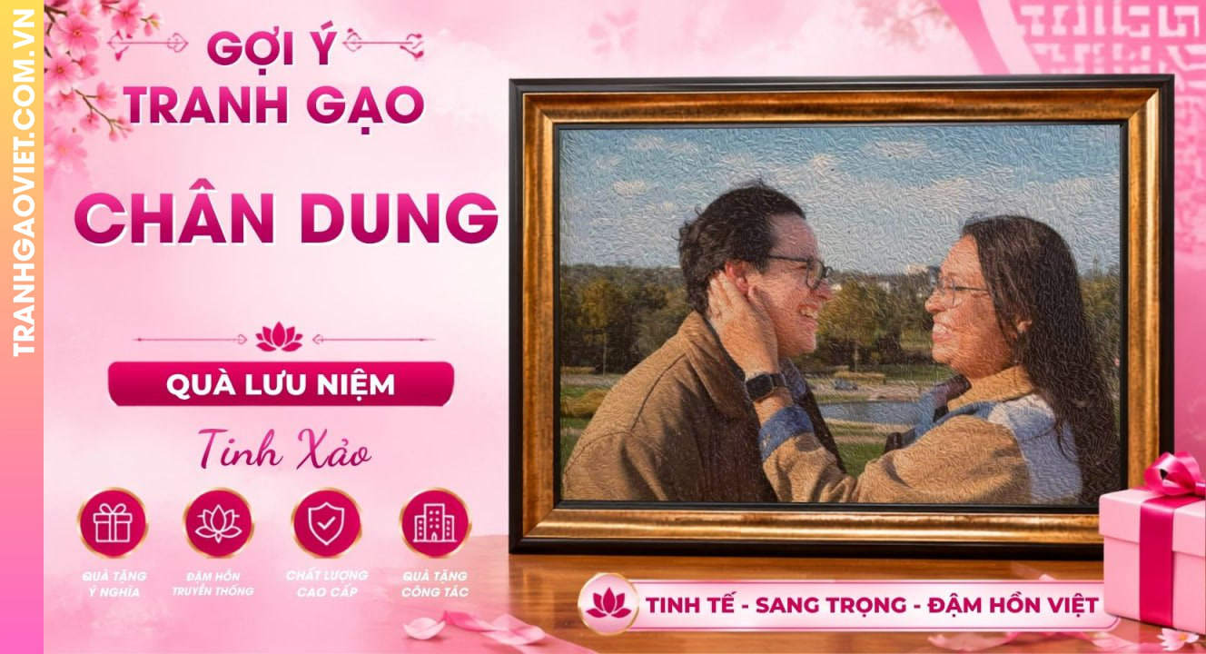 Tranh Gạo Chân Dung Tinh Xảo Làm Quà Lưu Niệm