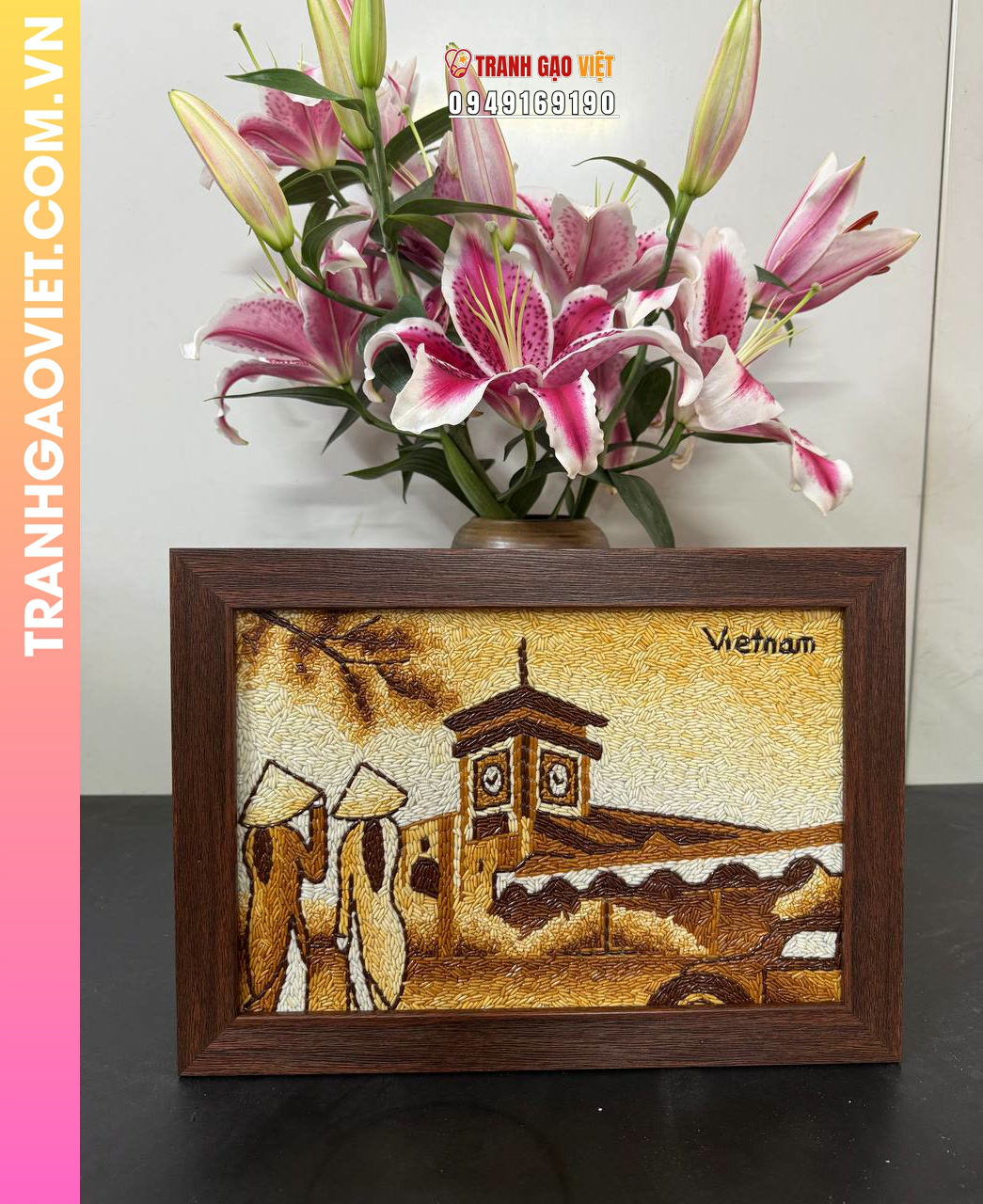 Tranh Gạo Chợ Bến Thành 20x30 cm treo tường