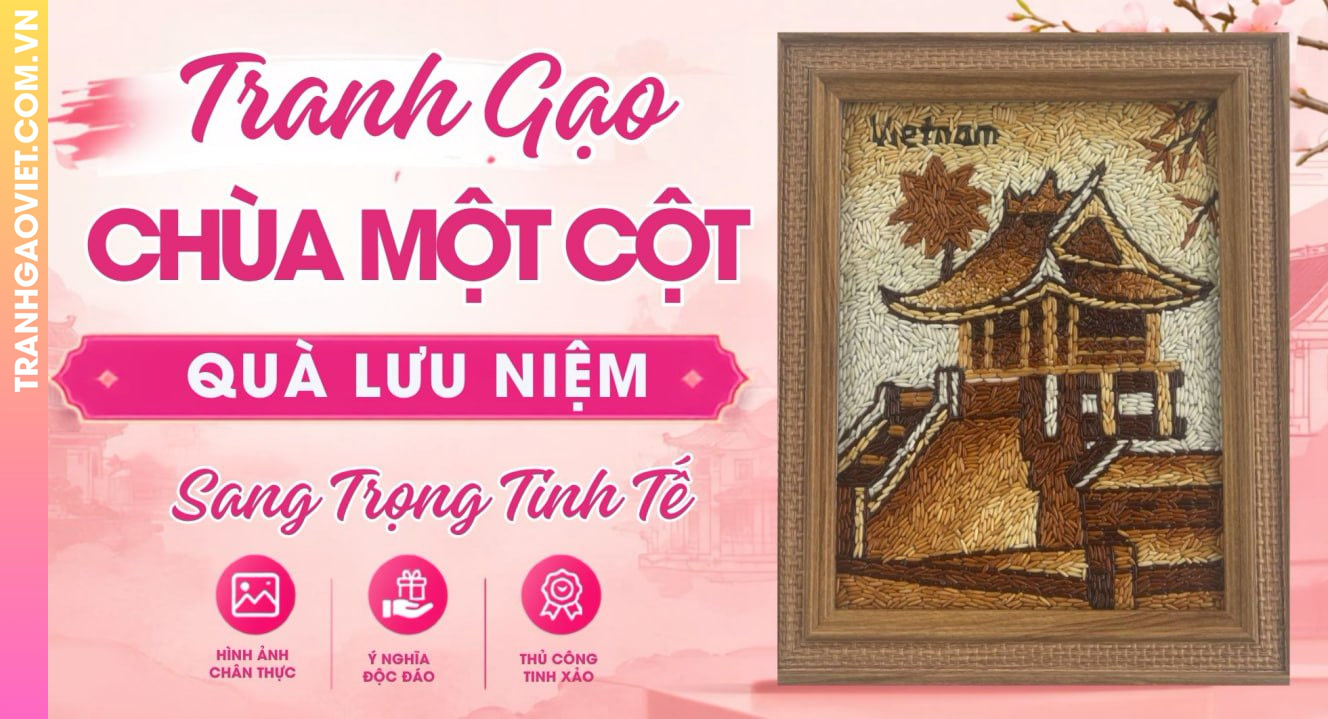 Tranh Gạo Chùa Một Cột Quà Lưu Niệm Cho Khách Du Lịch