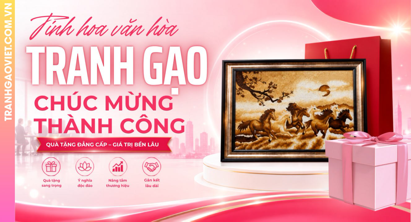 Tranh Gạo Chúc Mừng Thành Công Trong Kinh Doanh