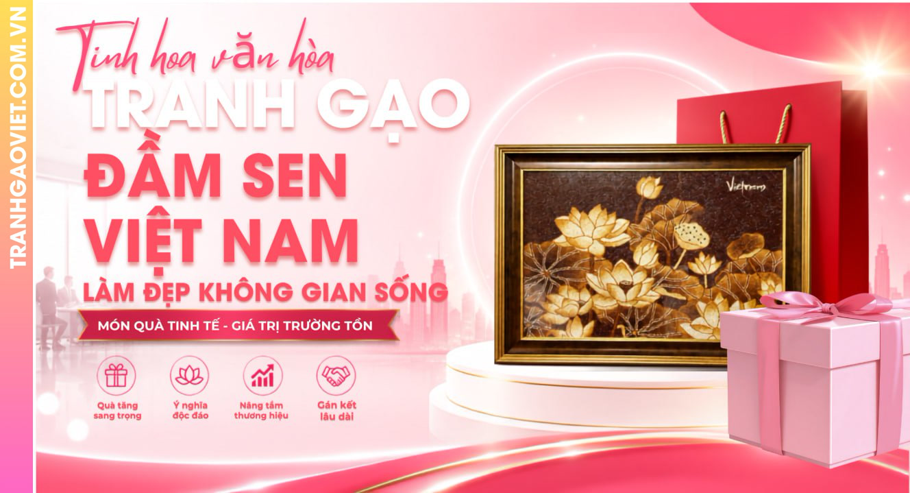 Tranh Gạo Đầm Sen Việt Nam Làm Đẹp Không Gian Sống