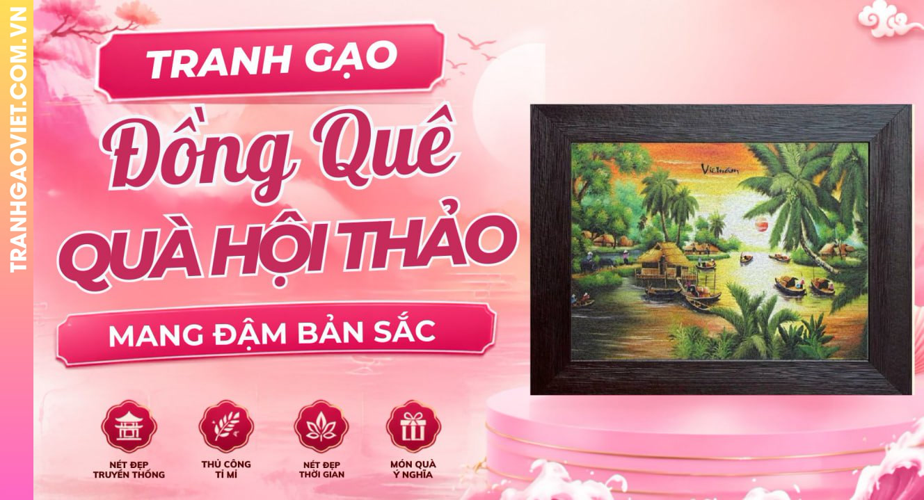 Tranh Gạo Đồng Quê Làm Quà Hội Thảo Mang Đậm Bản Sắc