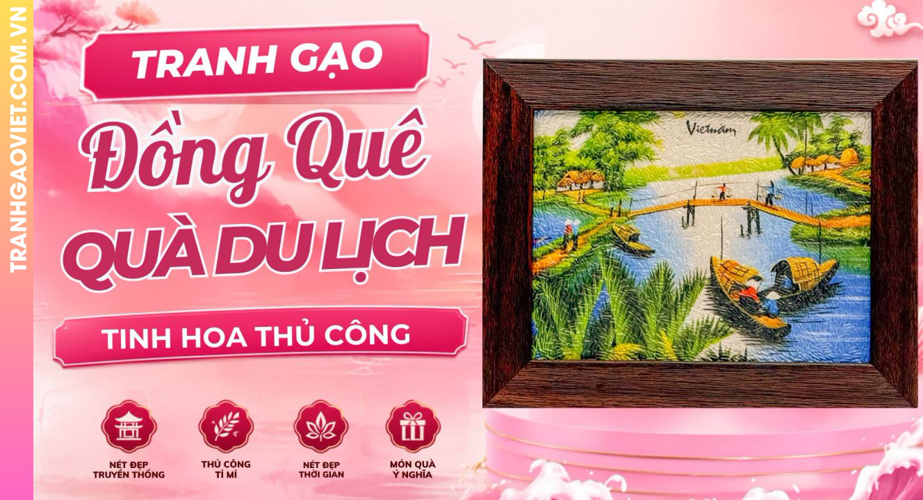 Tranh Gạo Đồng Quê Làm Quà Tặng Khách Du Lịch