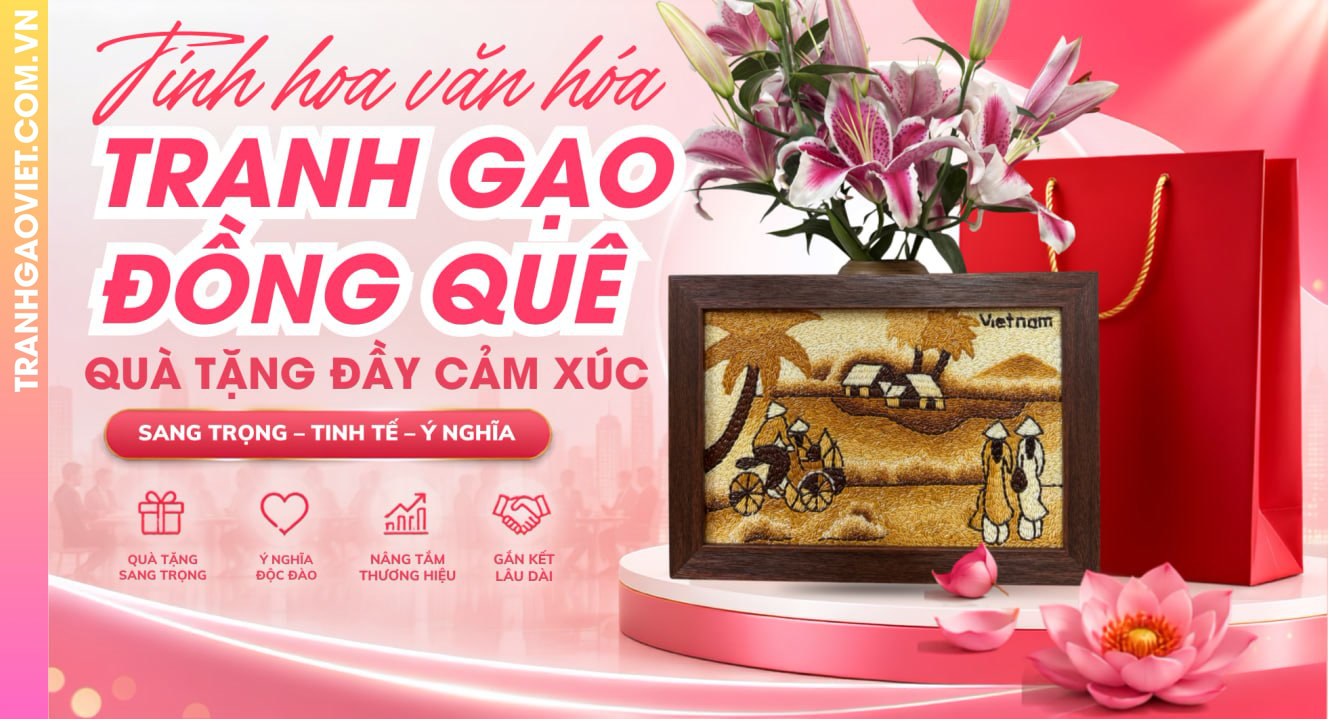Tranh Gạo Đồng Quê Việt Nam Làm Quà Tặng Đầy Cảm Xúc