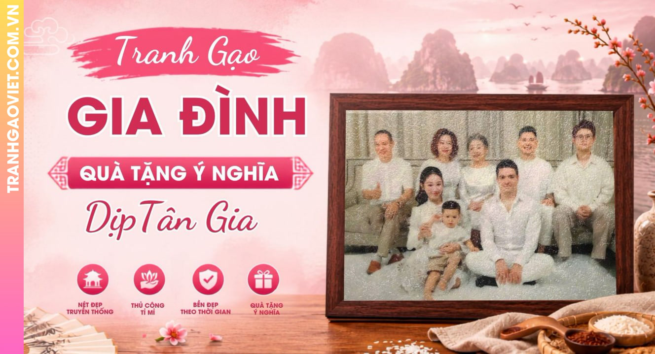 Tranh Gạo Gia Đình Làm Quà Tặng Ý Nghĩa Dịp Tân Gia