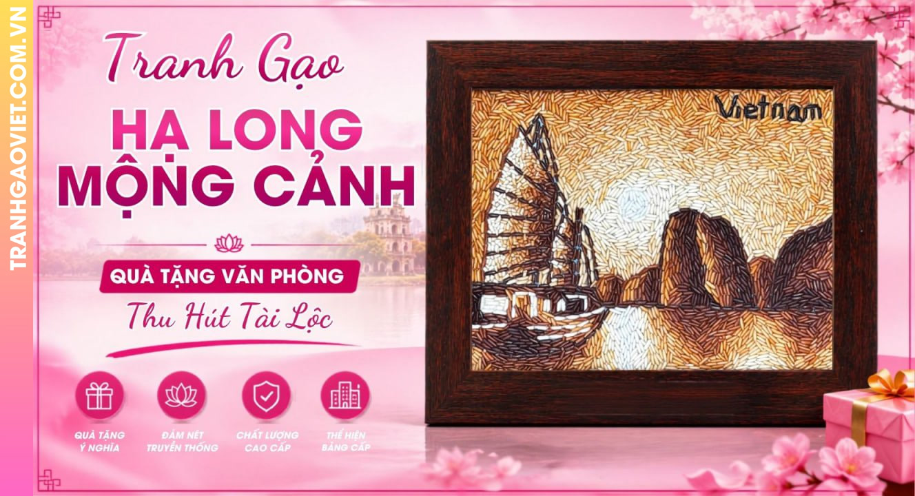 Tranh Gạo Hạ Long Mộng Cảnh Sang Trọng Đậm Bản Sắc Việt