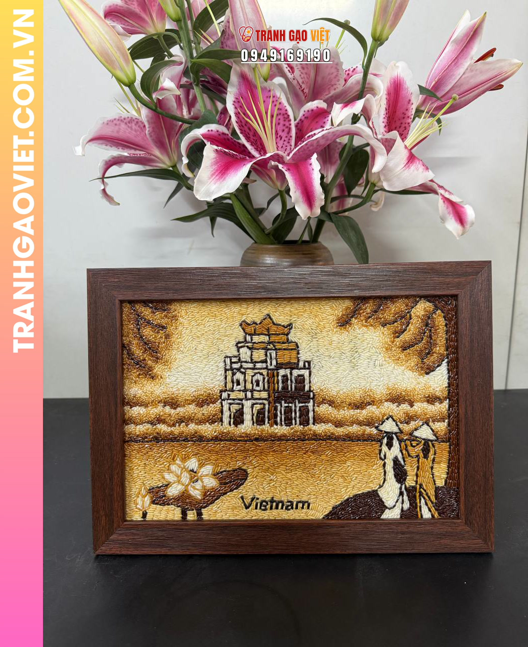 Tranh Gạo Hồ Gươm 20x30cm treo tường