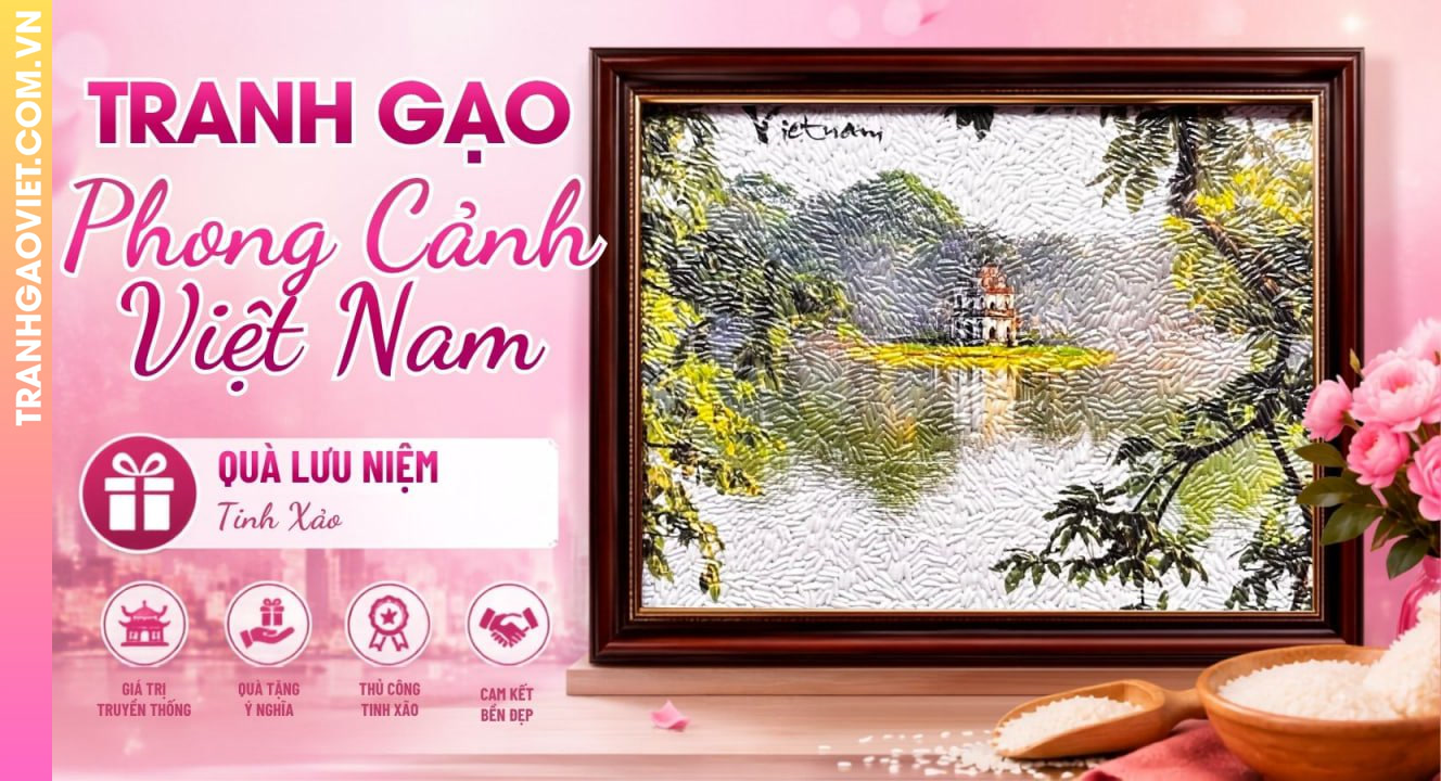 Tranh Gạo Hồ Gươm Hà Nội - Quà Tặng Công Ty Đậm Nét Truyền Thống