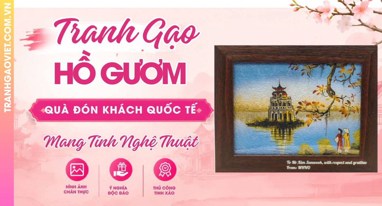 Tranh Gạo Hồ Gươm Làm Quà Đón Khách Quốc Tế Mang Tính Nghệ Thuật