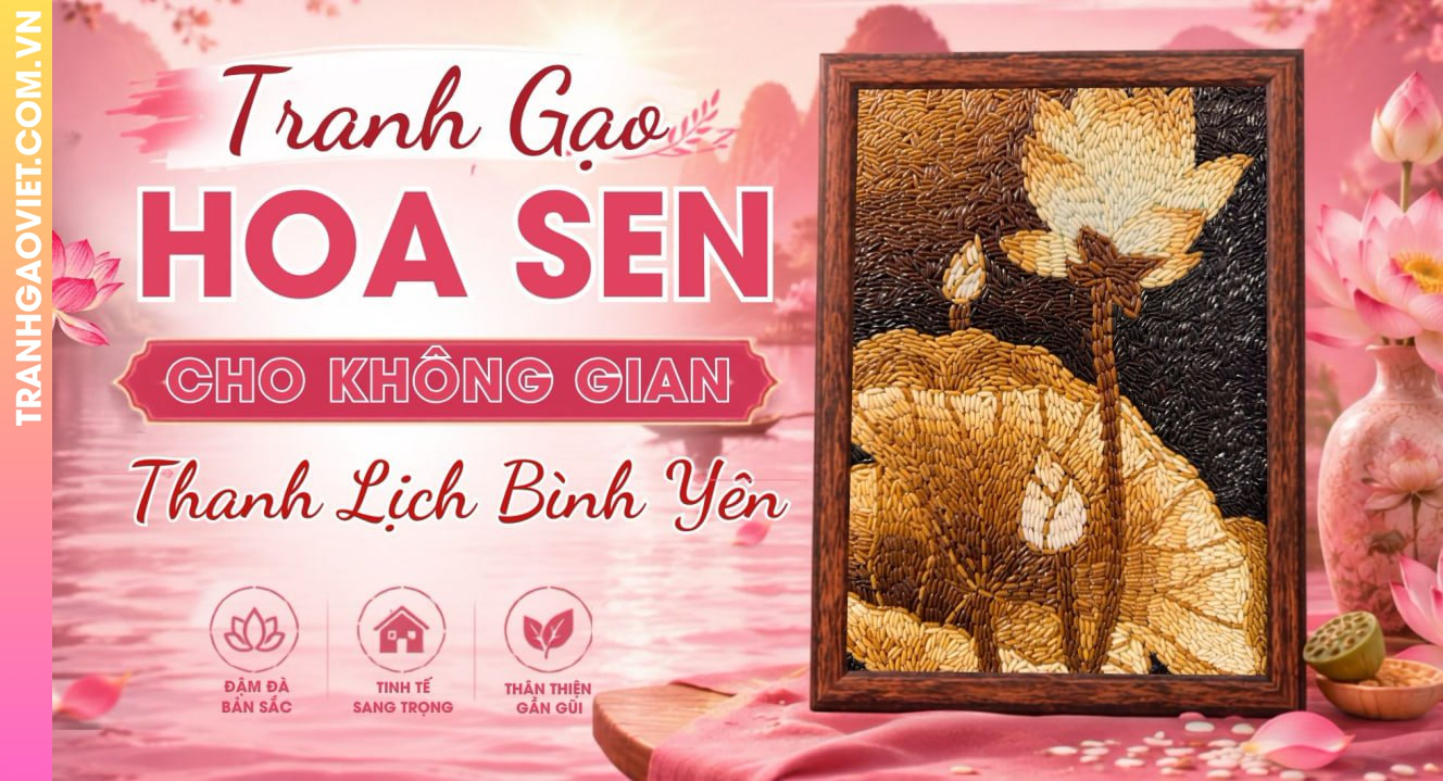 Tranh Gạo Hoa Sen Cho Không Gian Thanh Lịch Và Bình Yên
