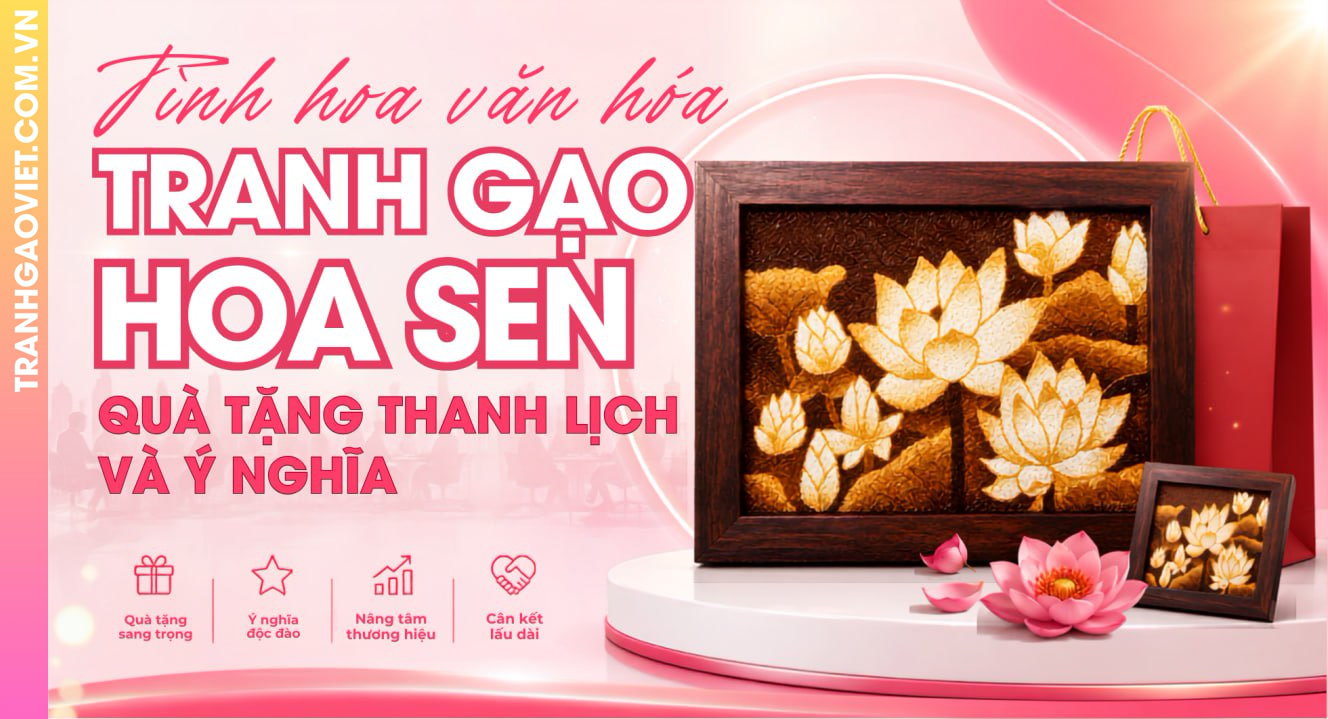 Tranh Gạo Hoa Sen Làm Quà Tặng Thanh Lịch Và Ý Nghĩa