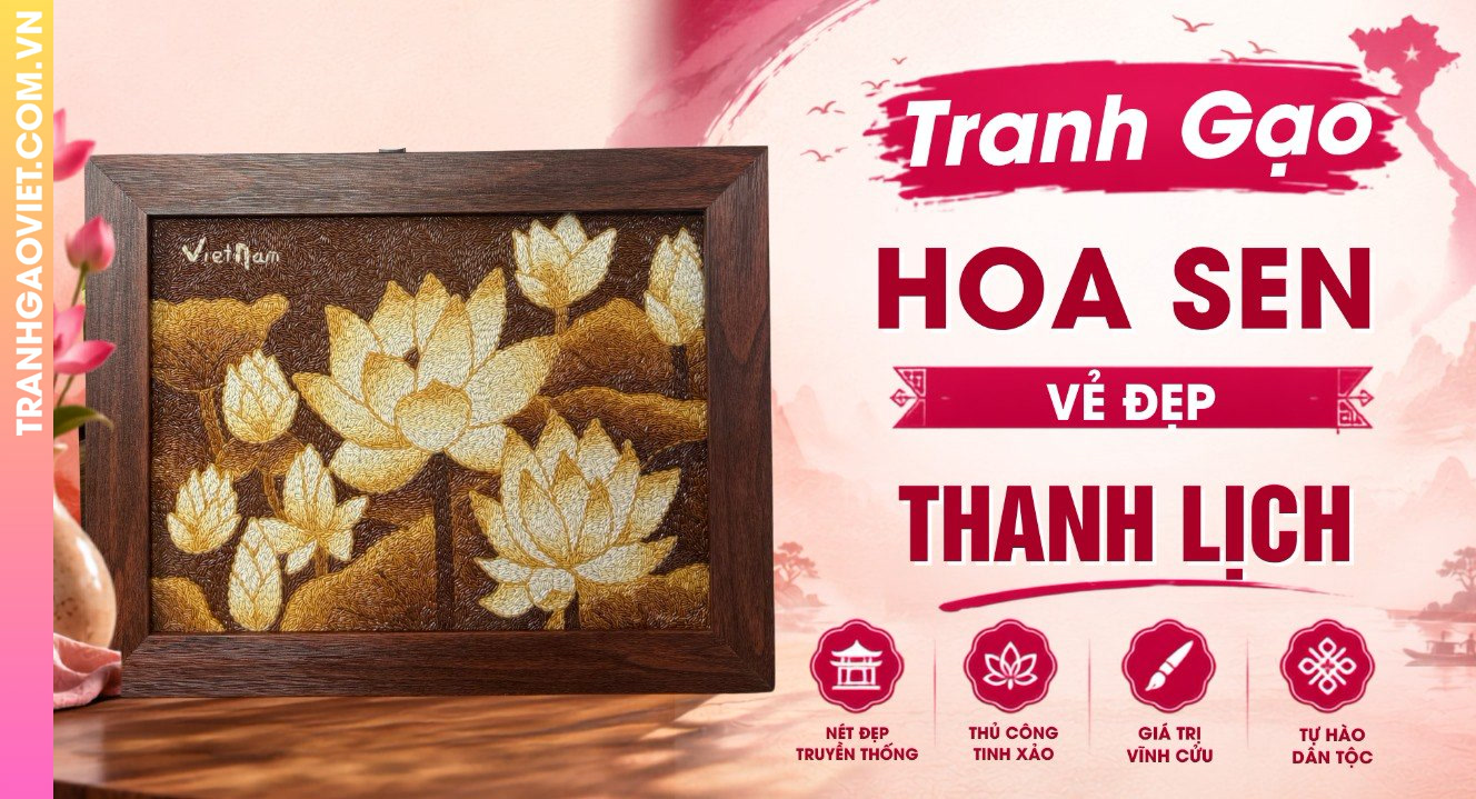 Tranh Gạo Hoa Sen Làm Tăng Vẻ Đẹp Thanh Lịch