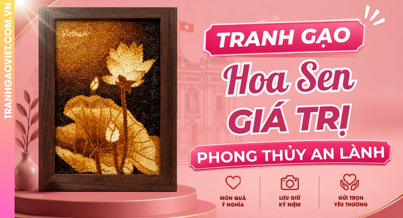 Tranh Gạo Hoa Sen Mang Giá Trị Phong Thủy An Lành