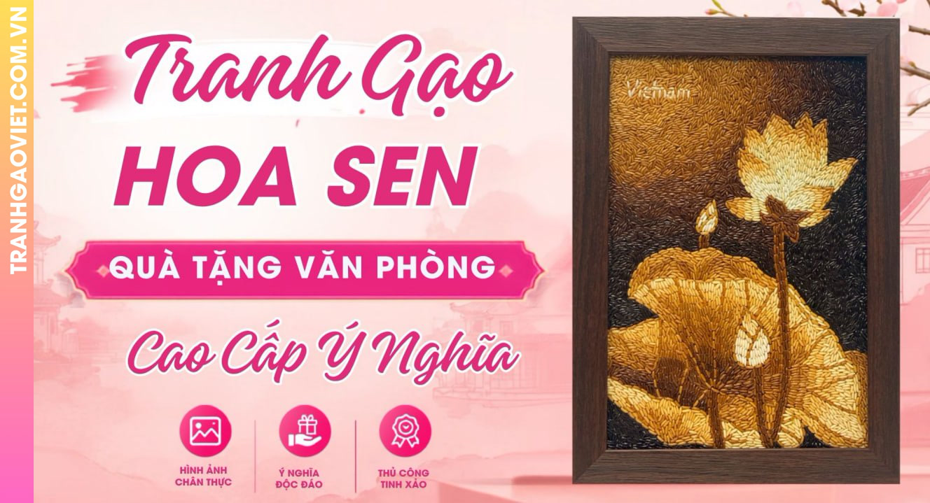 Tranh Gạo Hoa Sen Việt Nam Ý Tưởng Quà Tặng Văn Phòng Cao Cấp
