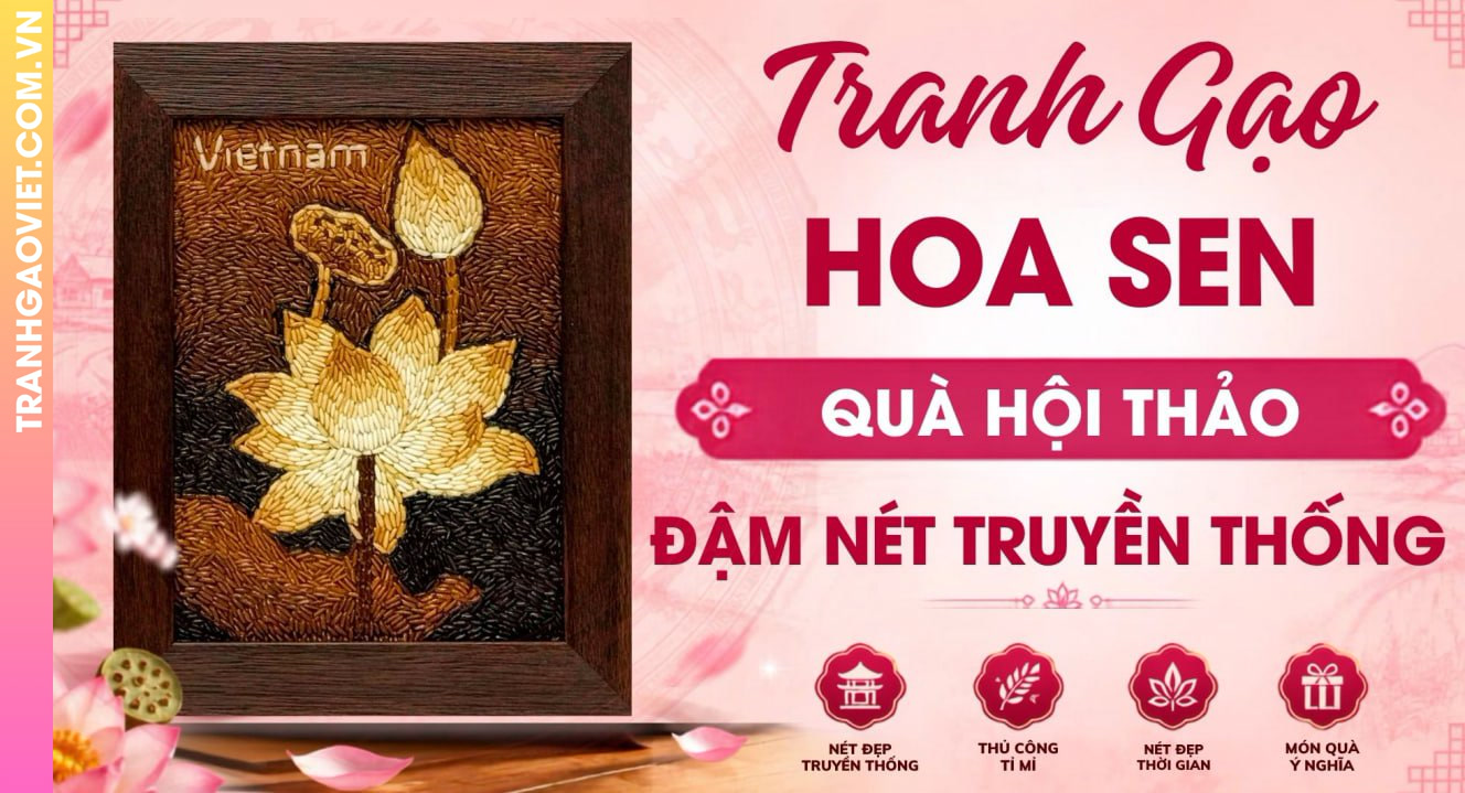 Tranh Gạo Hoa Sen Ý Tưởng Quà Tặng Hội Thảo Đậm Nét Truyền Thống